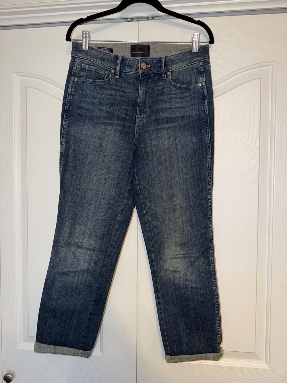 White House Black Market Dark Blue High-rise Straight Jeans EUC Size 6